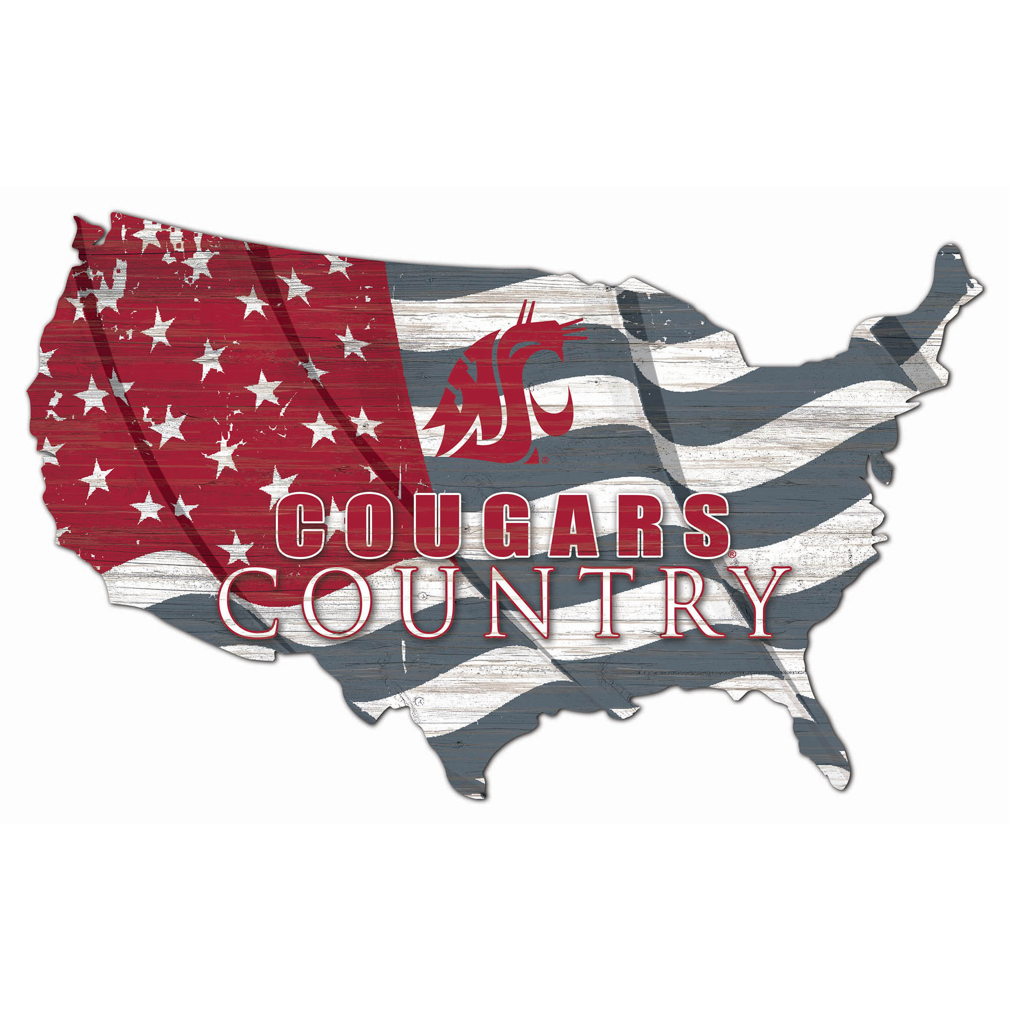 Washington State Cougars USA Flag Cutout Sign
