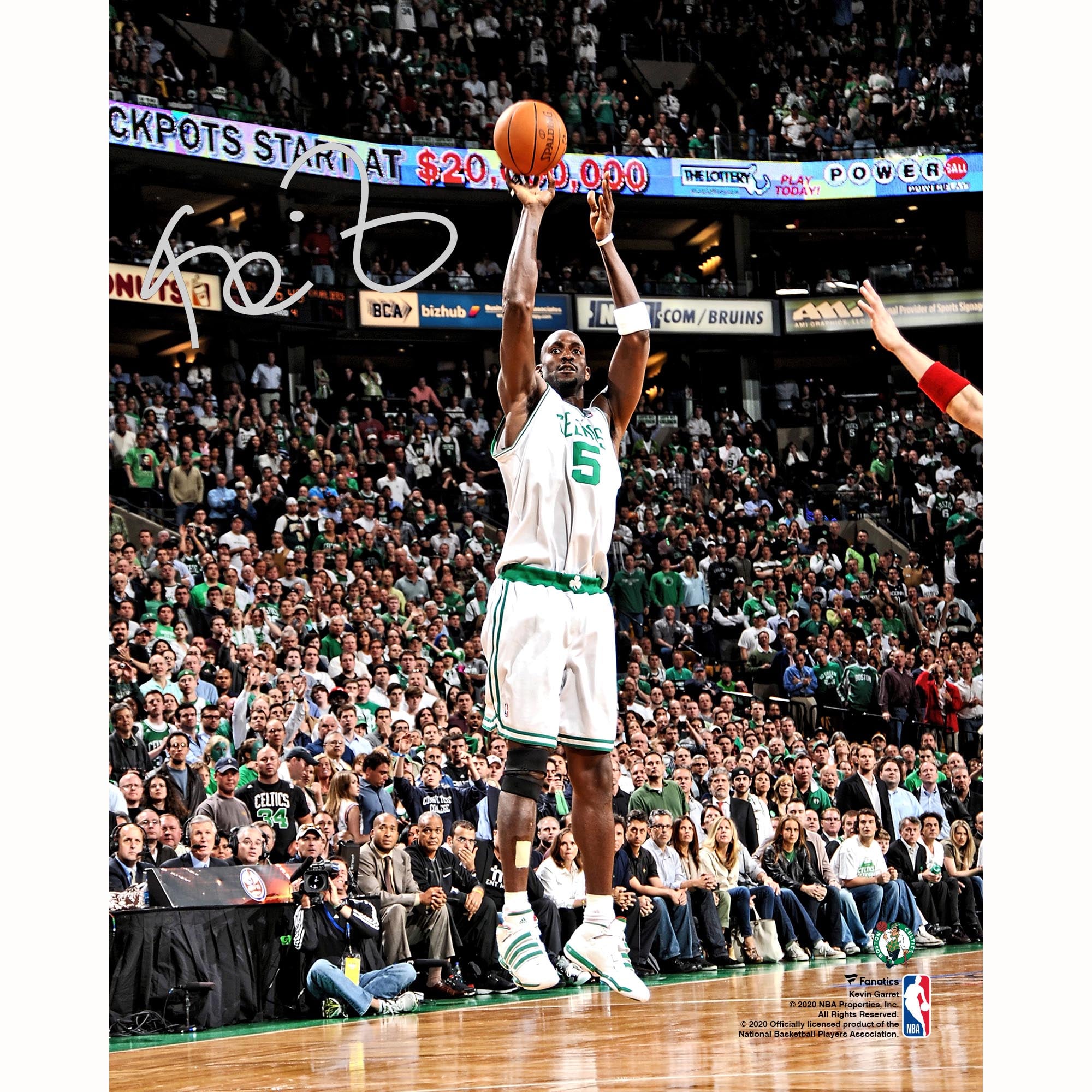 Kevin Garnett Boston Celtics Autographed 8" x 10" Shooting In White Photograph