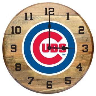 Imperial Chicago Cubs Oak Barrel Clock