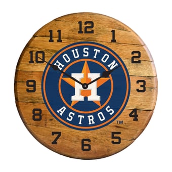 Imperial Houston Astros Oak Barrel Clock