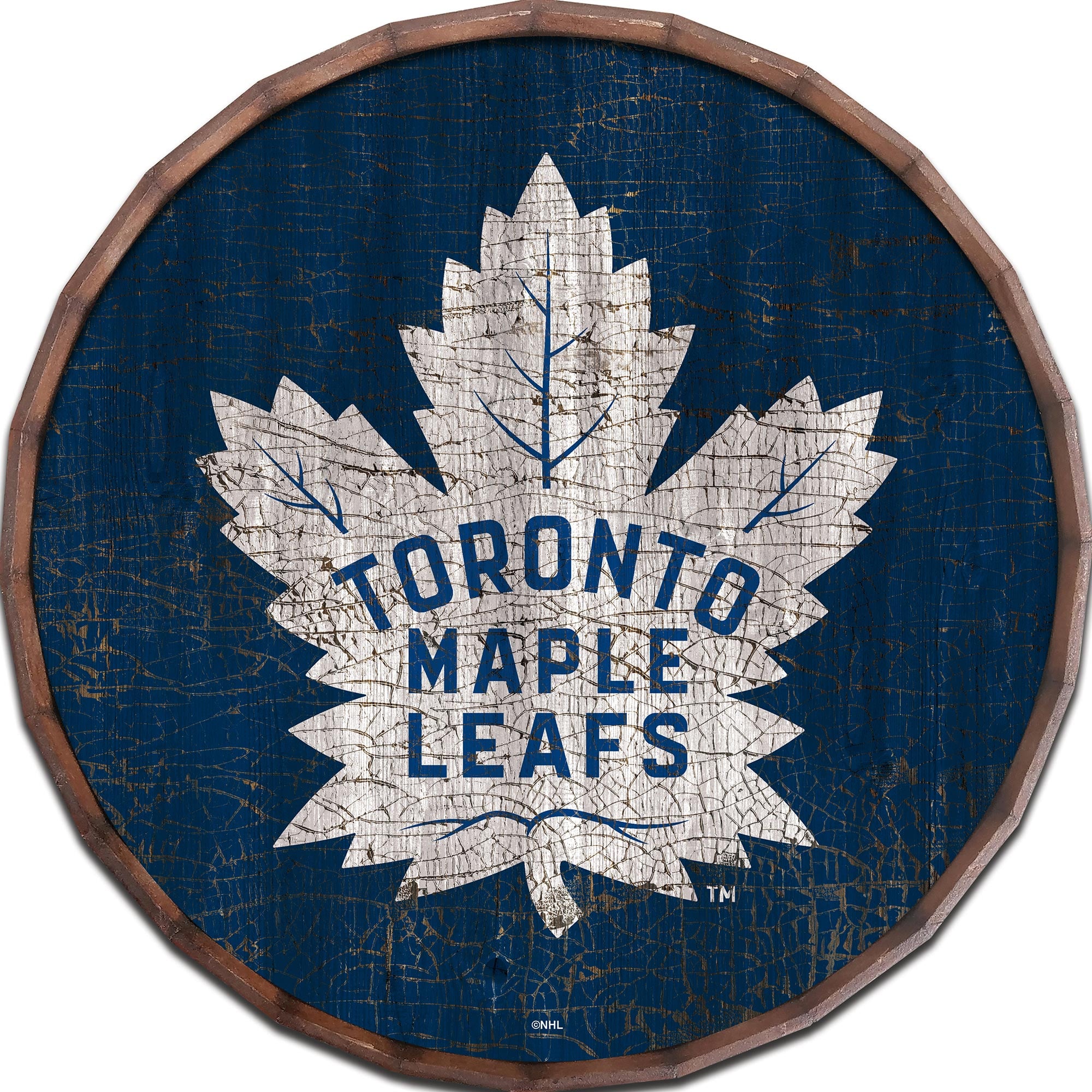 Toronto Maple Leafs 24" Cracked Color Barrel Top Sign