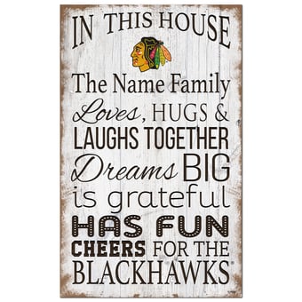 Chicago Blackhawks Personalized 11" x 19" In This House Sign