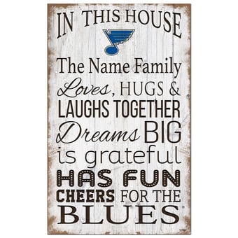 St. Louis Blues Personalized 11" x 19" In This House Sign