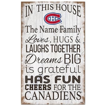 Montreal Canadiens Personalized 11" x 19" In This House Sign