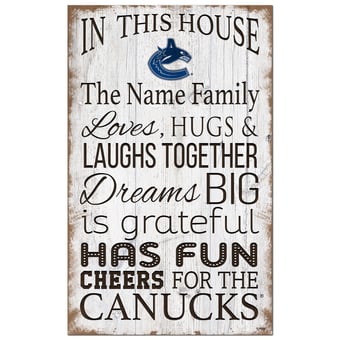 Vancouver Canucks Personalized 11" x 19" In This House Sign