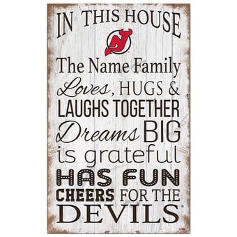 New Jersey Devils Personalized 11" x 19" In This House Sign