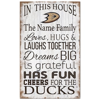 Anaheim Ducks Personalized 11" x 19" In This House Sign