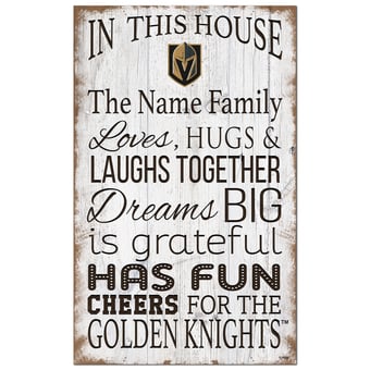 Vegas Golden Knights Personalized 11" x 19" In This House Sign
