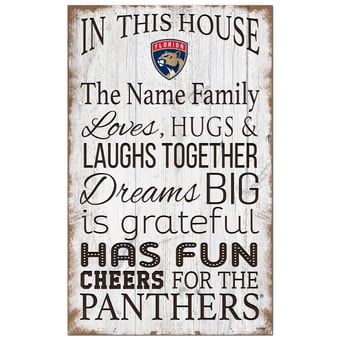 Florida Panthers Personalized 11" x 19" In This House Sign