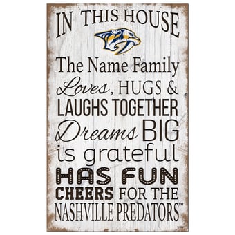 Nashville Predators Personalized 11" x 19" In This House Sign