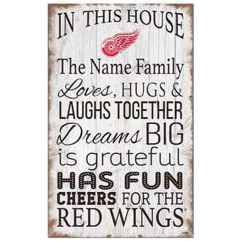 Detroit Red Wings Personalized 11" x 19" In This House Sign