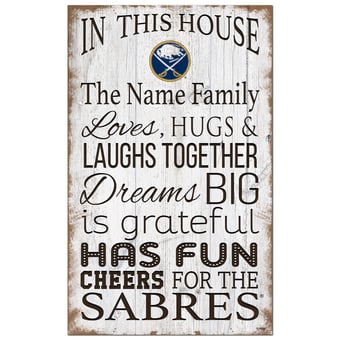 Buffalo Sabres Personalized 11" x 19" In This House Sign