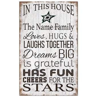 Dallas Stars Personalized 11" x 19" In This House Sign
