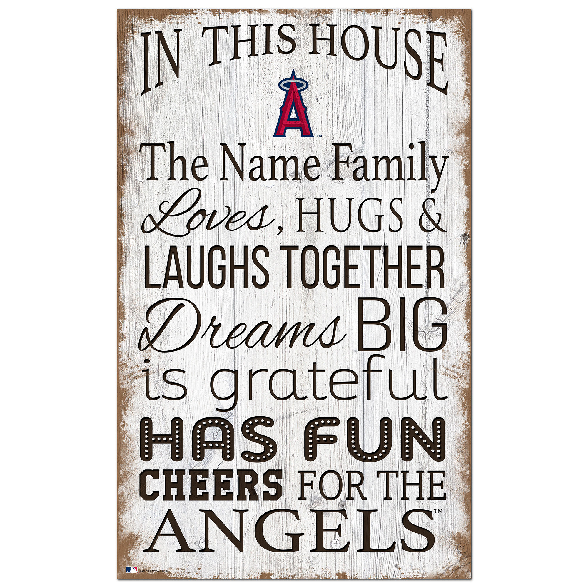Los Angeles Angels Personalized 11" x 19" In This House Sign