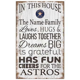 Houston Astros Personalized 11" x 19" In This House Sign