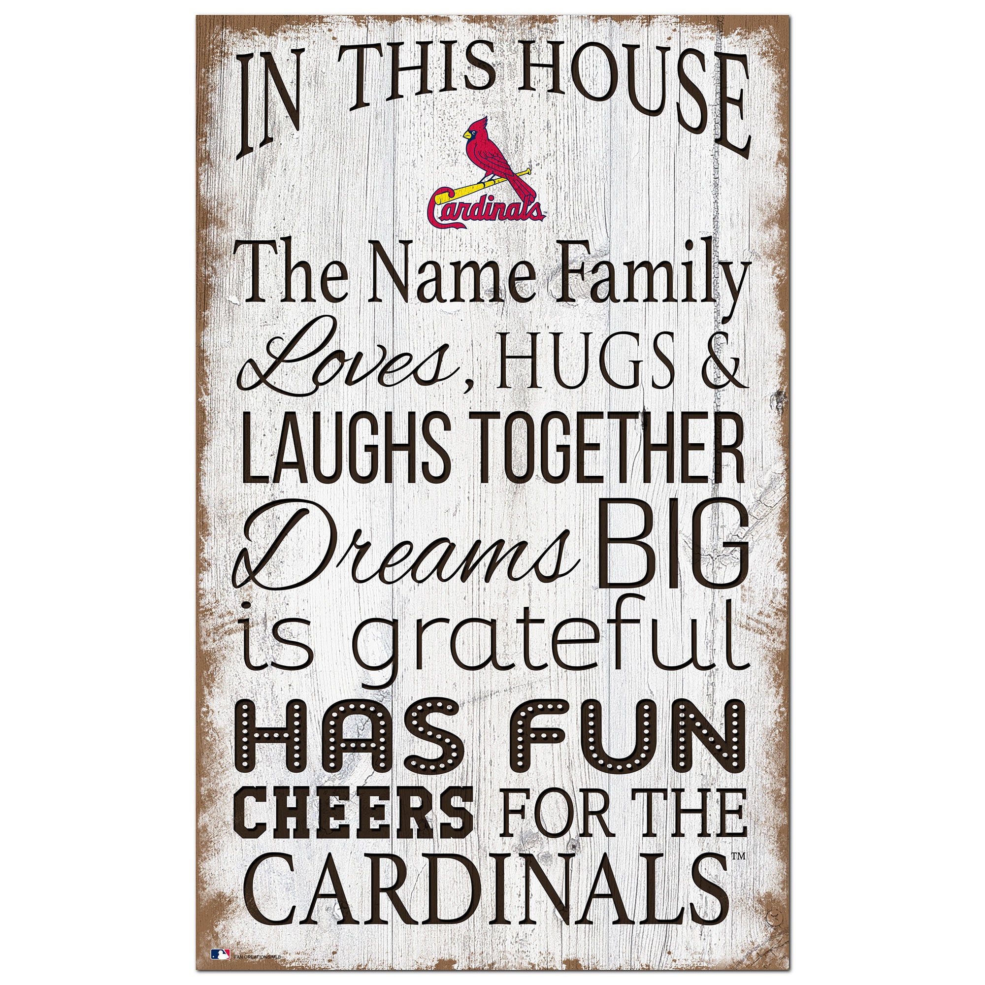 St. Louis Cardinals Personalized 11" x 19" In This House Sign