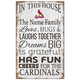 St. Louis Cardinals Personalized 11" x 19" In This House Sign