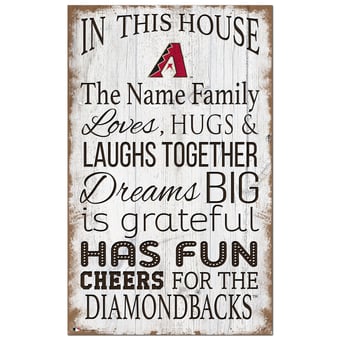 Arizona Diamondbacks Personalized 11" x 19" In This House Sign