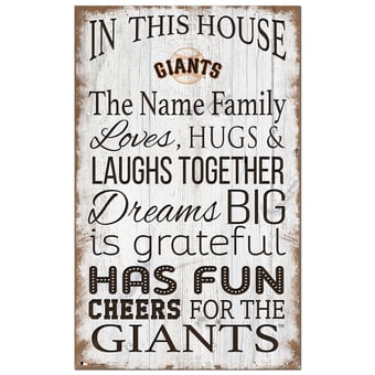 San Francisco Giants Personalized 11" x 19" In This House Sign