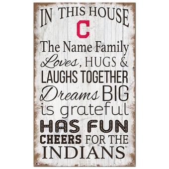 Cleveland Indians Personalized 11" x 19" In This House Sign
