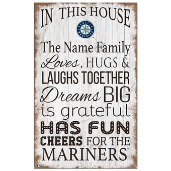 Seattle Mariners Personalized 11" x 19" In This House Sign
