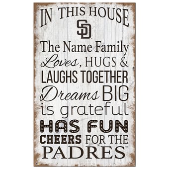 San Diego Padres Personalized 11" x 19" In This House Sign