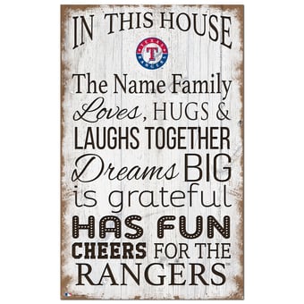 Texas Rangers Personalized 11" x 19" In This House Sign