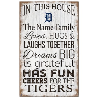 Detroit Tigers Personalized 11" x 19" In This House Sign
