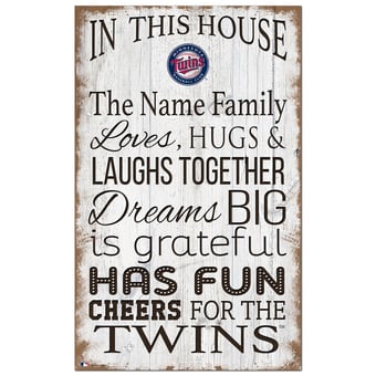 Minnesota Twins Personalized 11" x 19" In This House Sign