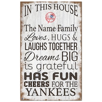 New York Yankees Personalized 11" x 19" In This House Sign