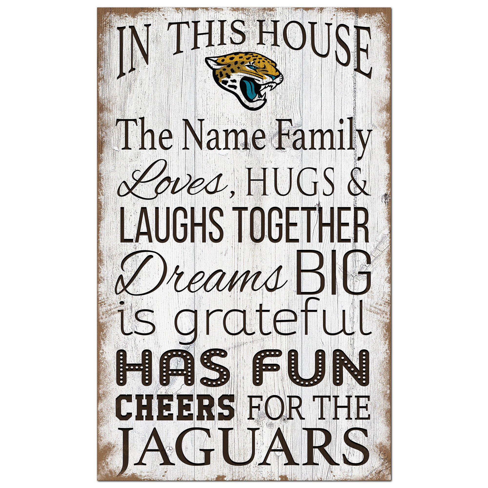 Jacksonville Jaguars Personalized 11" x 19" In This House Sign