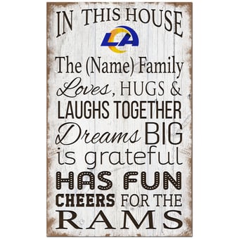 Los Angeles Rams Personalized 11" x 19" In This House Sign