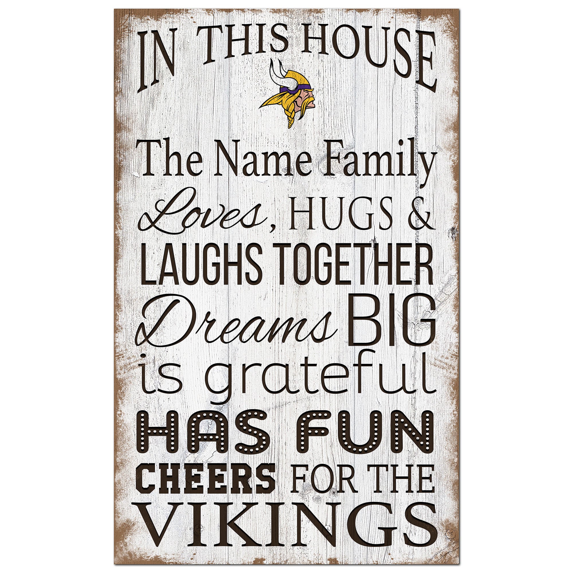 Minnesota Vikings Personalized 11" x 19" In This House Sign