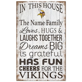 Minnesota Vikings Personalized 11" x 19" In This House Sign