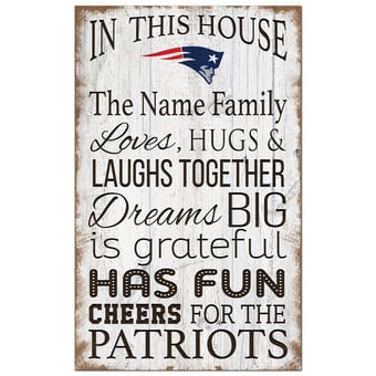 New England Patriots Personalized 11" x 19" In This House Sign