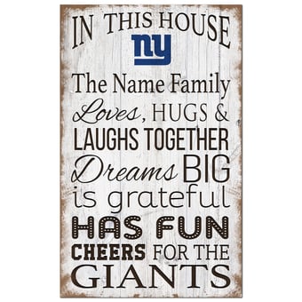 New York Giants Personalized 11" x 19" In This House Sign