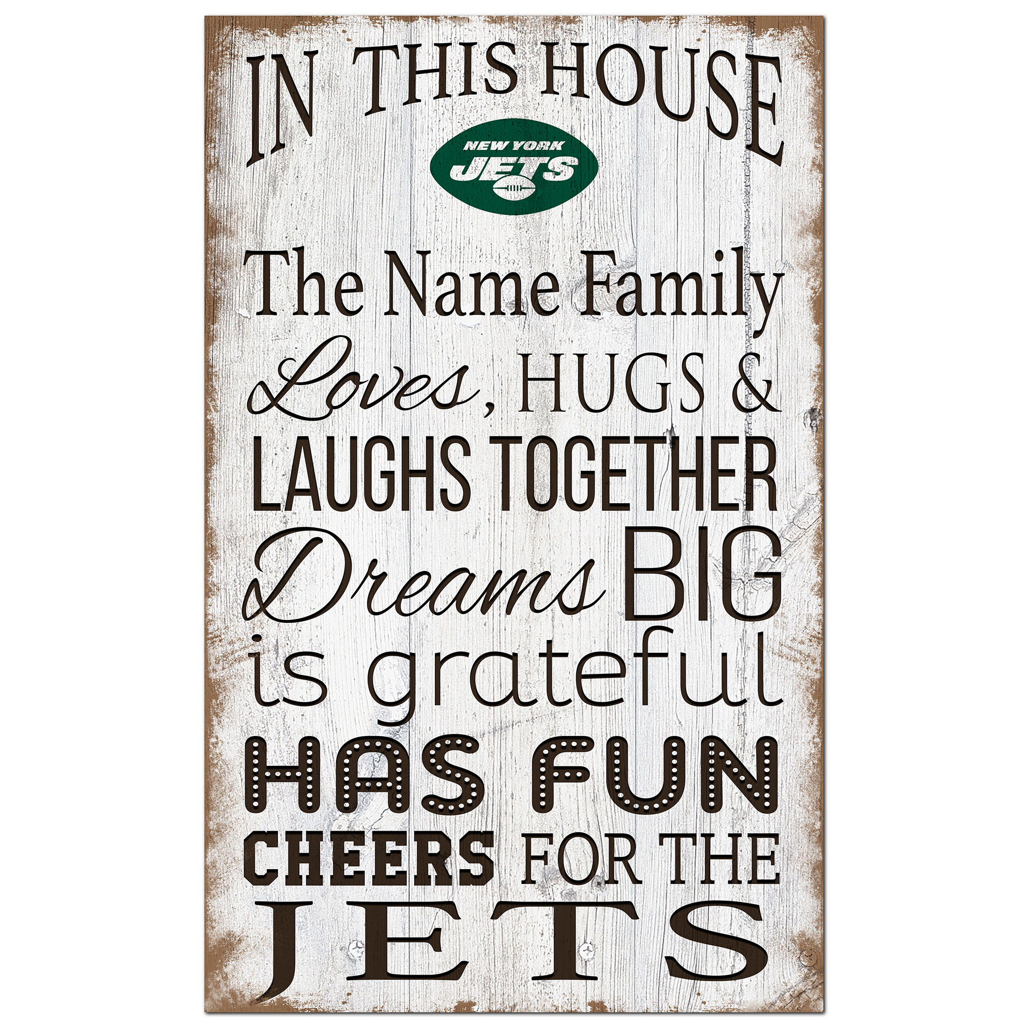 New York Jets Personalized 11" x 19" In This House Sign