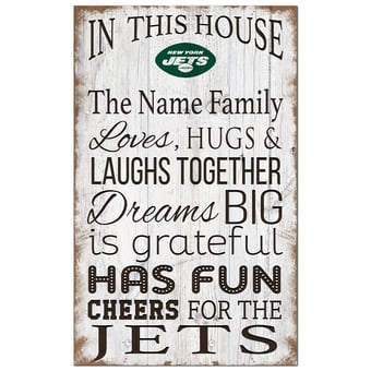 New York Jets Personalized 11" x 19" In This House Sign