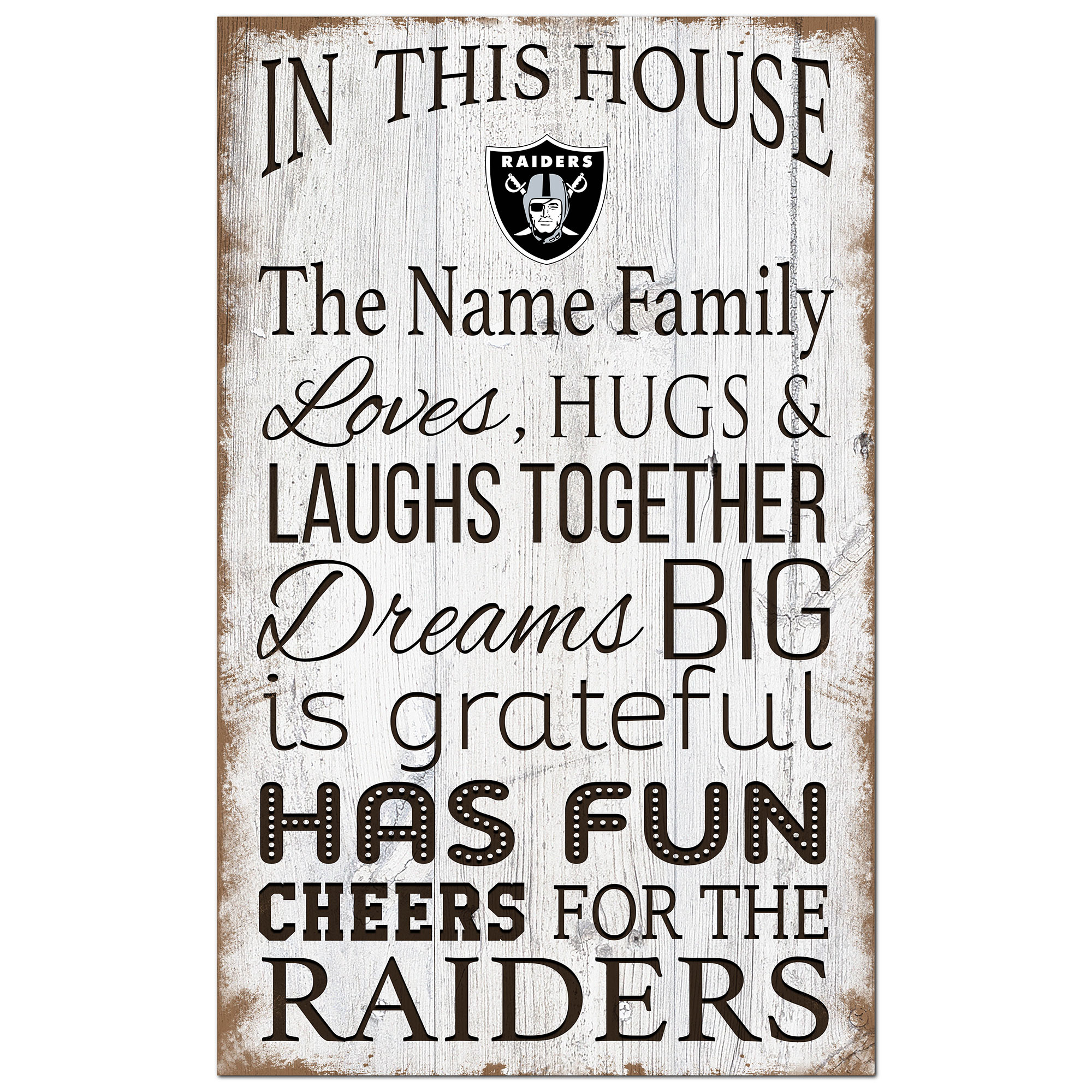 Las Vegas Raiders Personalized 11" x 19" In This House Sign