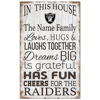 Las Vegas Raiders Personalized 11" x 19" In This House Sign