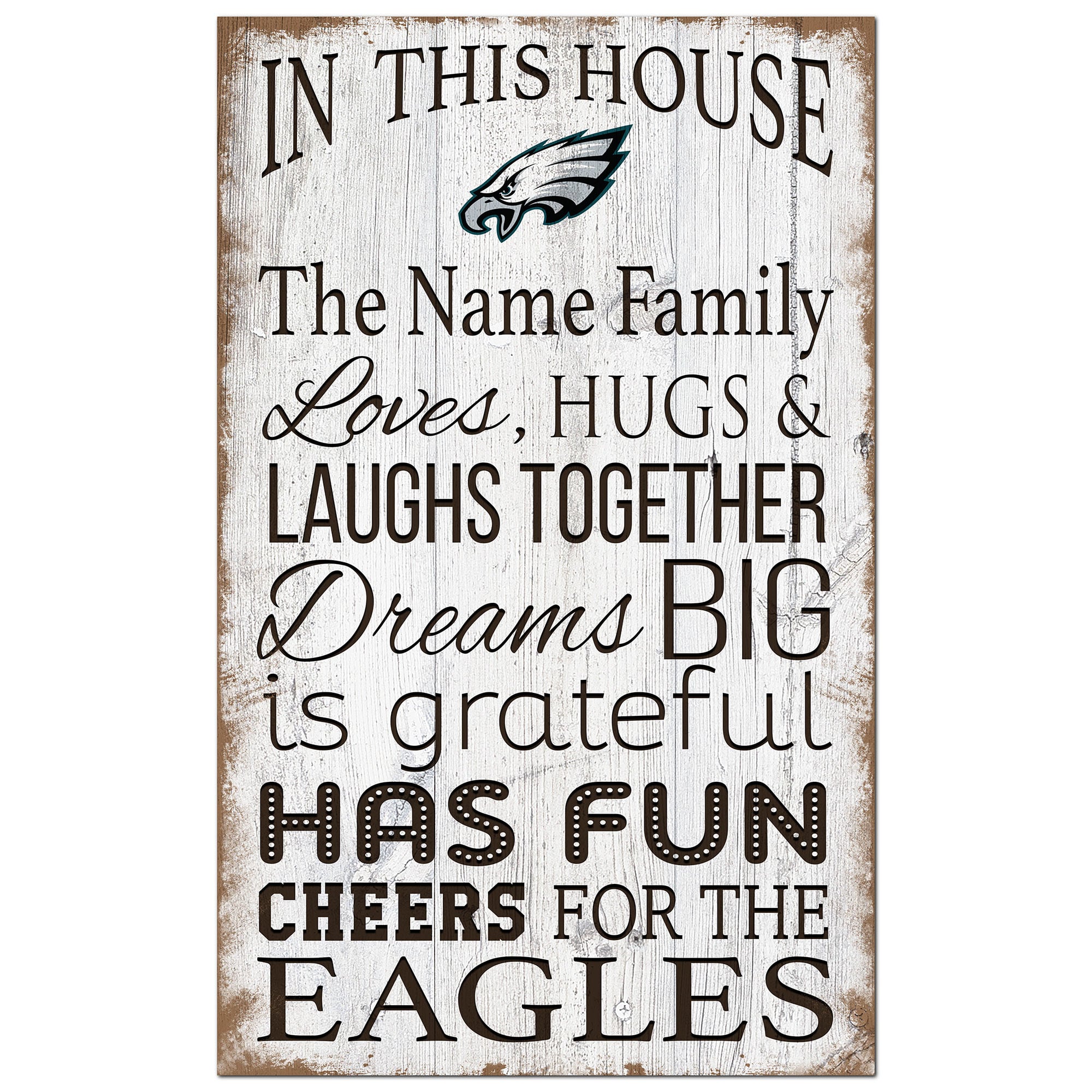 Philadelphia Eagles Personalized 11" x 19" In This House Sign