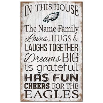 Philadelphia Eagles Personalized 11" x 19" In This House Sign