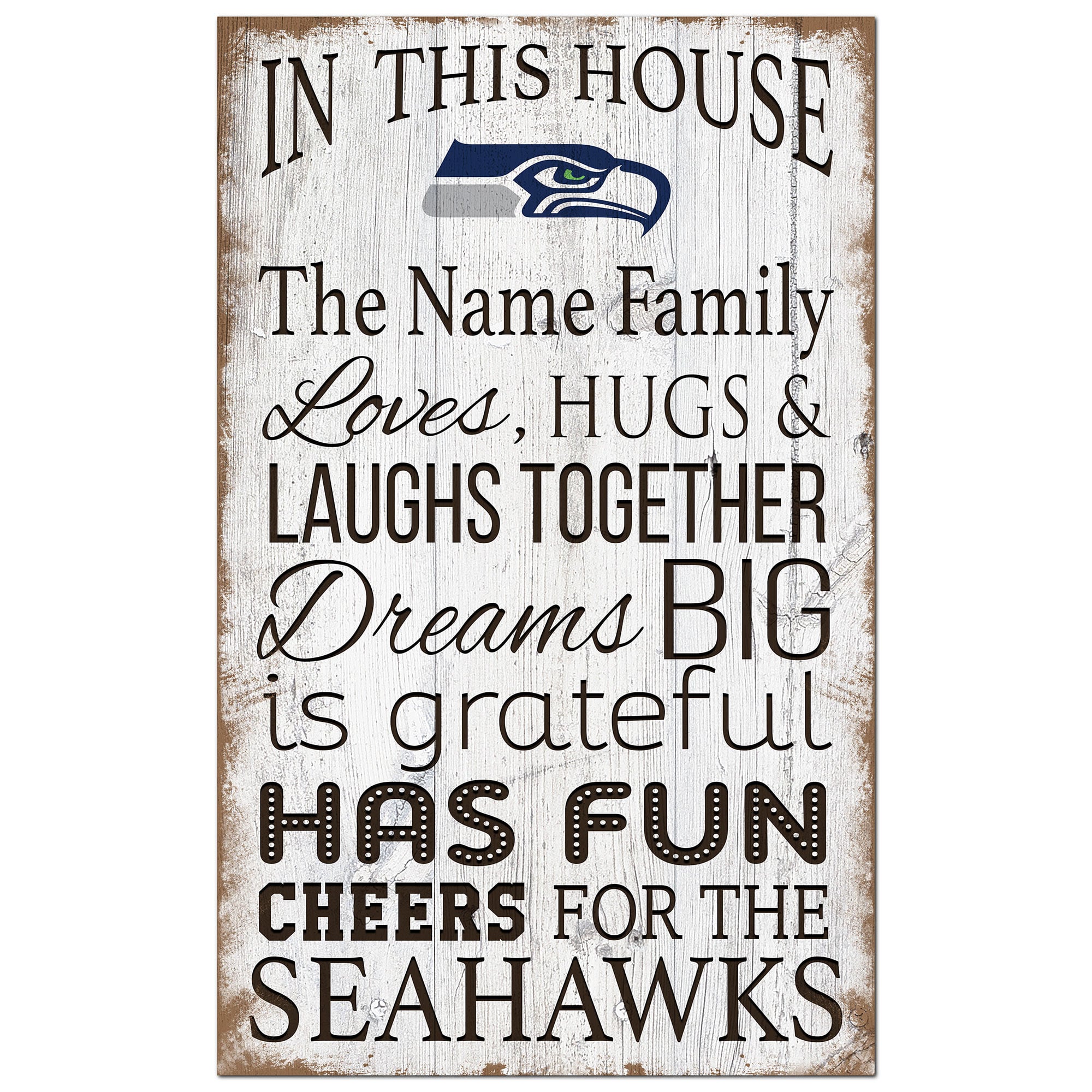 Seattle Seahawks Personalized 11" x 19" In This House Sign