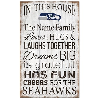 Seattle Seahawks Personalized 11" x 19" In This House Sign