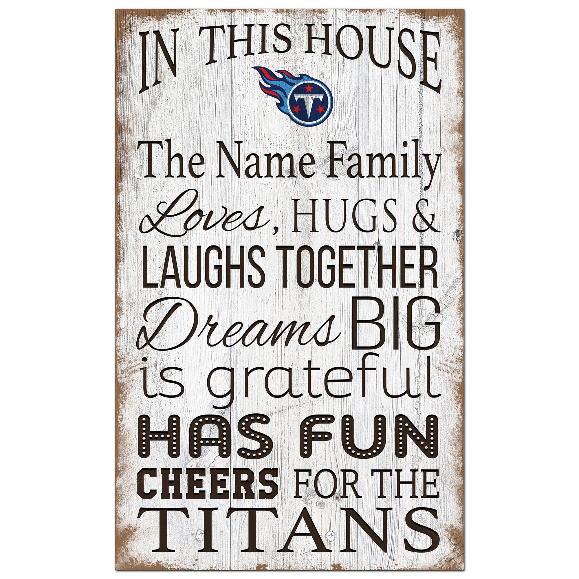Tennessee Titans Personalized 11" x 19" In This House Sign