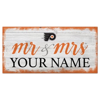 Philadelphia Flyers 6" x 12" Personalized Mr. & Mrs. Script Sign
