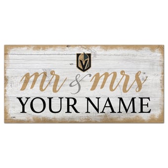 Vegas Golden Knights 6" x 12" Personalized Mr. & Mrs. Script Sign