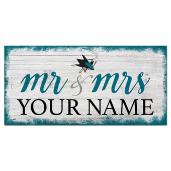 San Jose Sharks 6" x 12" Personalized Mr. & Mrs. Script Sign