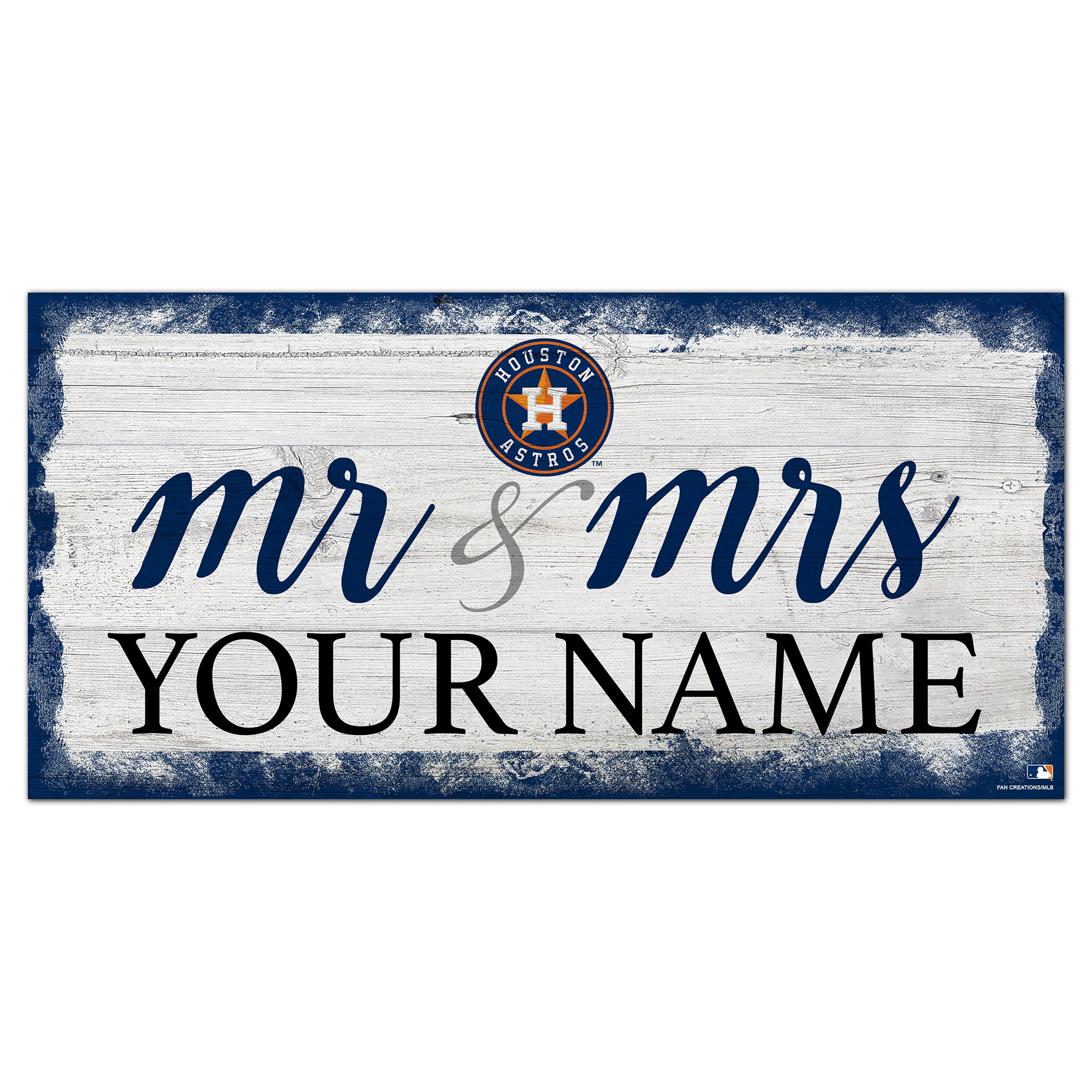 Houston Astros 6″ x 12″ Personalized Mr. & Mrs. Script Sign Houston Astros 6″ x 12″ Personalized Mr. & Mrs. Script Sign