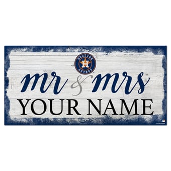 Houston Astros 6" x 12" Personalized Mr. & Mrs. Script Sign